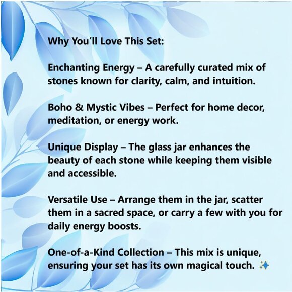 Mystical Blue Stone Collection in Glass Jar for Decor Energy Healing Meditation - Picture 4 of 11